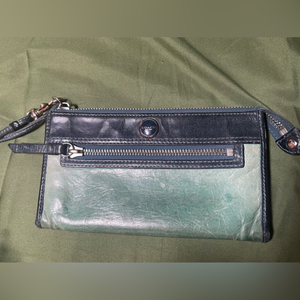 Coach Blue Leather Wristlet
